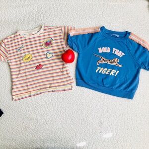Vibrant Striped and Blue Tiger Kids Tees
